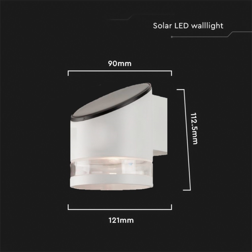 LED Ulkotila aurinkokenno seinävalaisin LED/1W/3,7V 3000K IP54 valkoinen