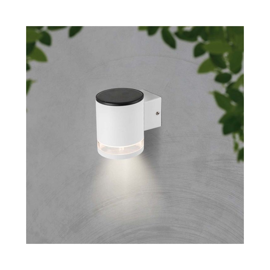 LED Ulkotila aurinkokenno seinävalaisin LED/1W/3,7V 3000K IP54 valkoinen