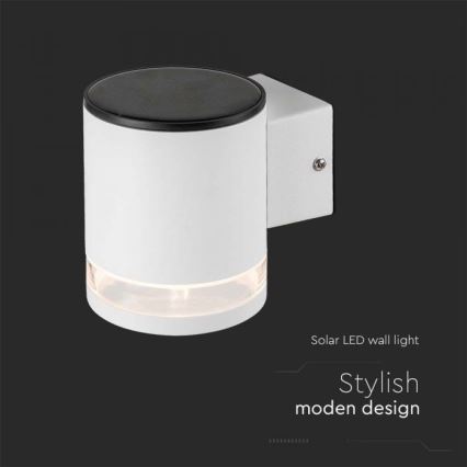 LED Ulkotila aurinkokenno seinävalaisin LED/1W/3,7V 3000K IP54 valkoinen
