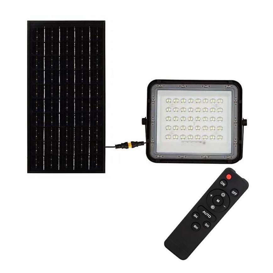 LED Ulkotila himmennettävä aurinko valonheitin LED/10W/3,2V IP65 6400K musta + kauko-ohjaus