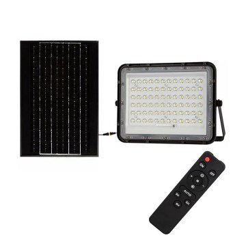 LED Ulkotila himmennettävä aurinko valonheitin LED/15W/3,2V IP65 4000K musta + kauko-ohjaus
