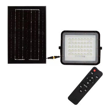 LED Ulkotila himmennettävä aurinko valonheitin LED/6W/3,2V IP65 4000K musta + kauko-ohjaus