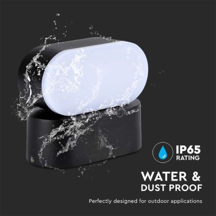 LED Ulkotila joustava seinävalaisin LED/5W/230V 3000K IP65 musta