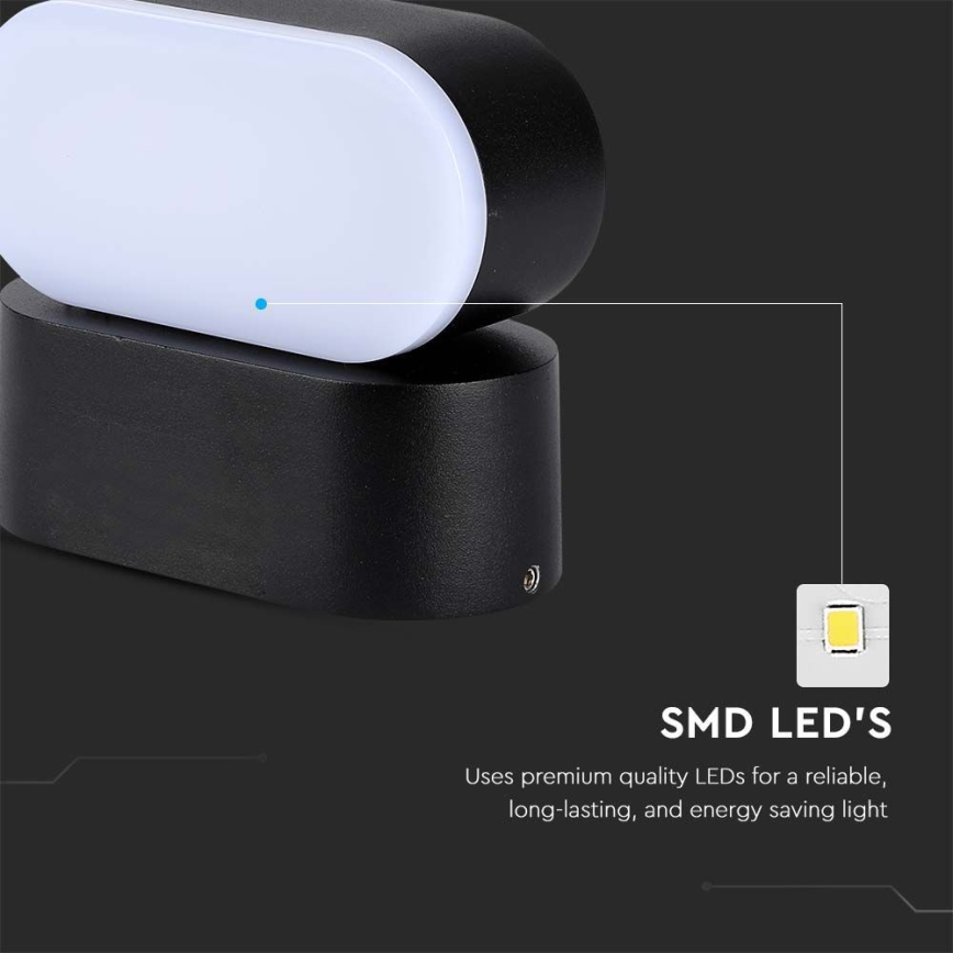 LED Ulkotila joustava seinävalaisin LED/5W/230V 3000K IP65 musta