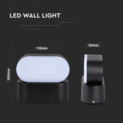 LED Ulkotila joustava seinävalaisin LED/5W/230V 3000K IP65 musta