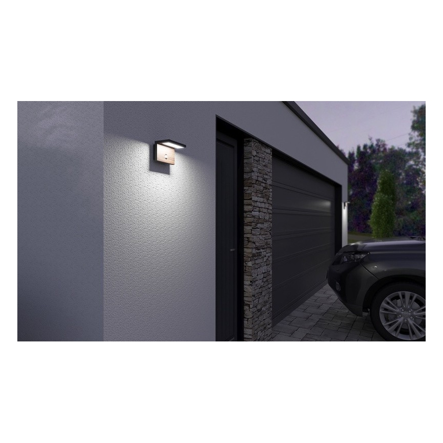 LED Ulkovalo anturilla NATURA LED/12W/230V 4000K IP54 ruskea/antrasiitti