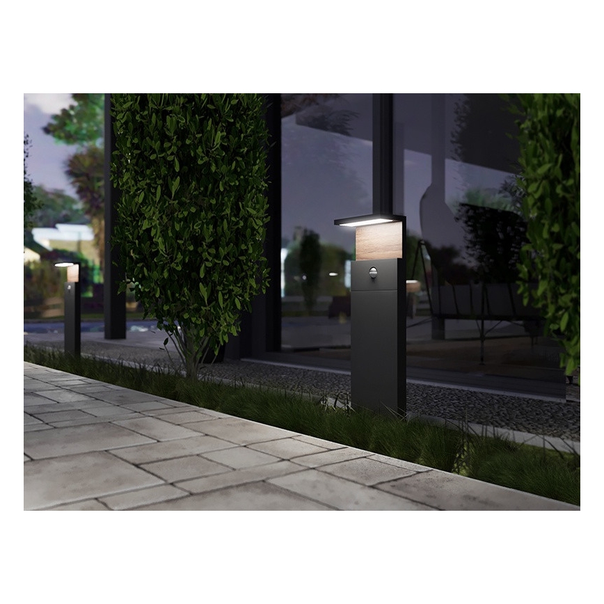 LED-ulkovalaisin anturilla NATURA LED/12W/230V 4000K IP54 ruskea/antrasiitti