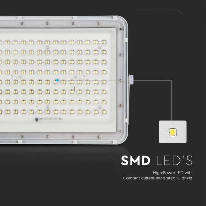 LED Ulkokäyttöön tarkoitettu aurinkokennovalo LED/20W/3,2V 6400K valkoinen IP65 16000 mAh + kaukosäädin