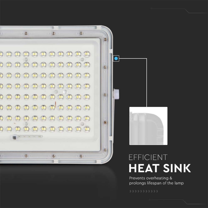 LED Ulkokäyttöön tarkoitettu aurinkokennovalo LED/20W/3,2V 6400K valkoinen IP65 16000 mAh + kaukosäädin