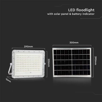 LED Ulkokäyttöön tarkoitettu aurinkokennovalo LED/20W/3,2V 6400K valkoinen IP65 16000 mAh + kaukosäädin
