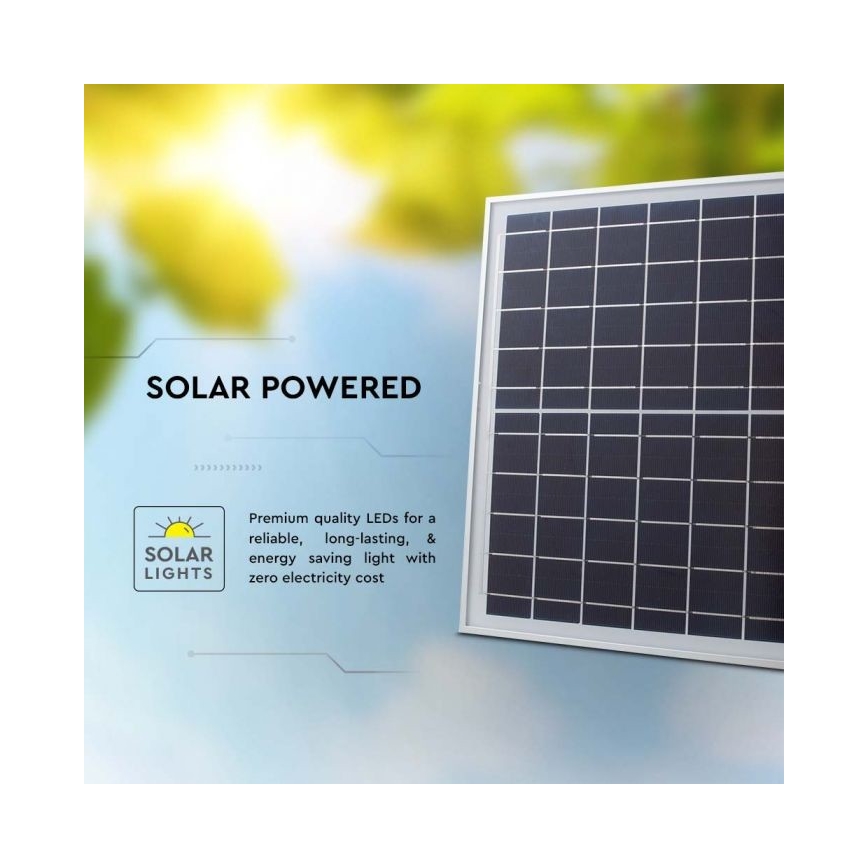 LED Ulkokäyttöön tarkoitettu aurinkokennovalo LED/20W/3,2V IP65 4000K 20000 mAh + kaukosäädin