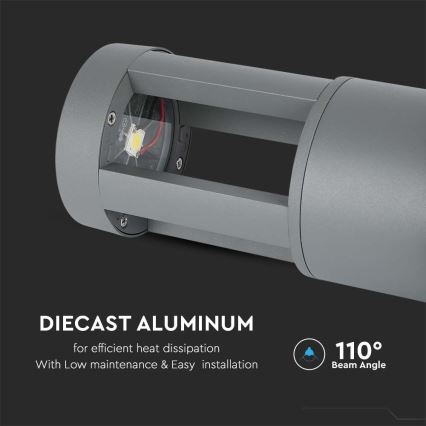 LED Ulkovalaisin LED/10W/230V 25cm 3000K IP65 harmaa