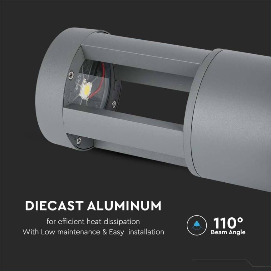 LED Ulkovalaisin LED/10W/230V 25cm 3000K IP65 harmaa