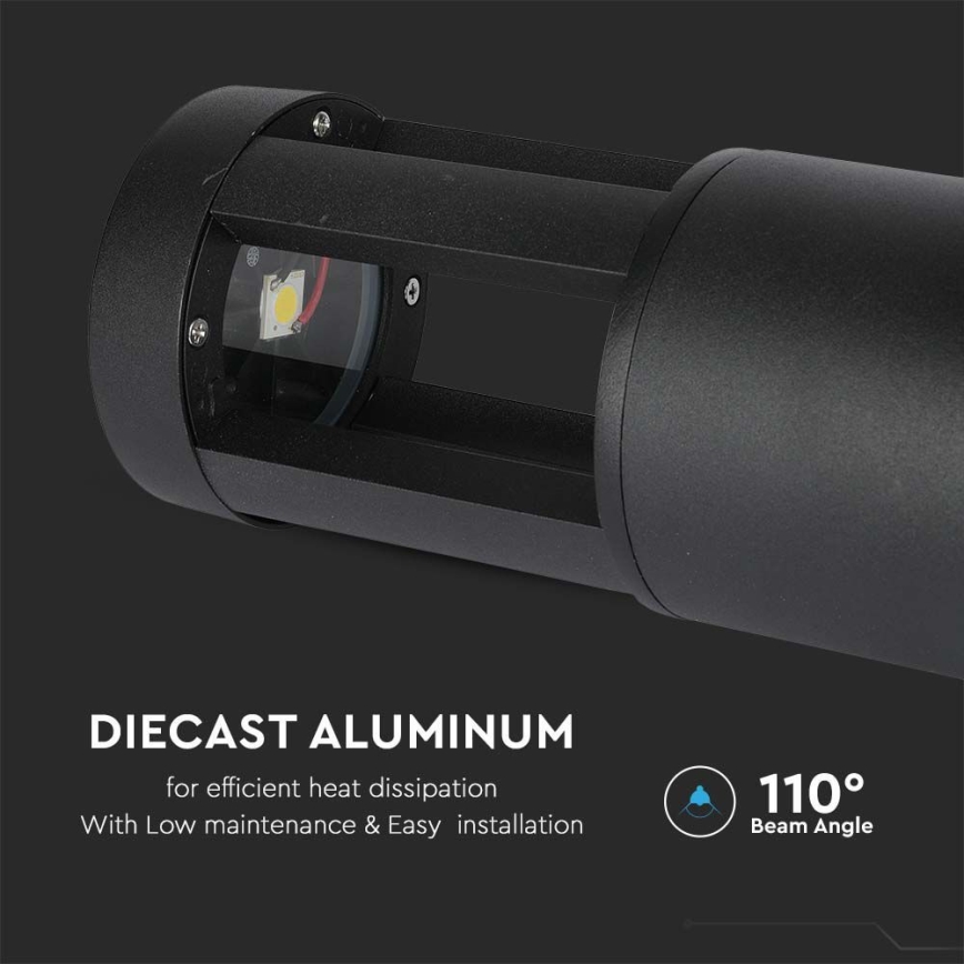 LED Ulkovalaisin LED/10W/230V 25cm 3000K IP65 musta