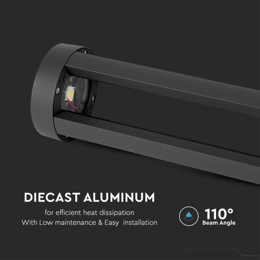 LED Ulkovalaisin LED/10W/230V 80cm 6400K IP65 musta