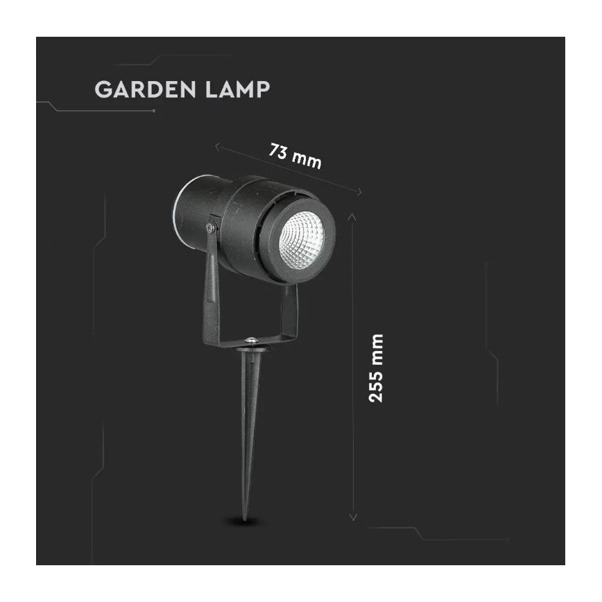 LED Ulkovalaisin LED/12W/230V 3000K musta IP65