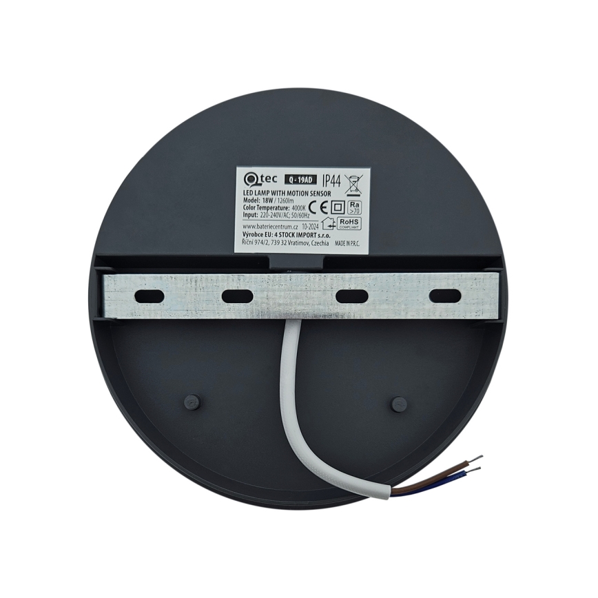LED-ulkovalaisin seinäasennukseen liiketunnistimella, 18 W, 230 V, IP44, valkoinen