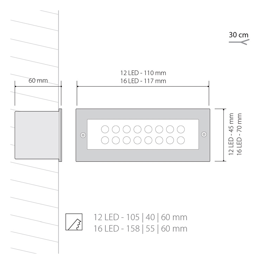 LED-ulkovalaistus INDEX 1x12LED/1W/230V IP54
