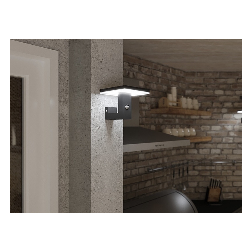 LED Ulkovalo anturilla BARI LED/10W/230V 4000K IP54 antrasiitti