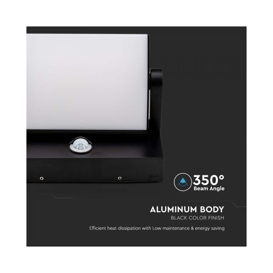 LED Ulkovalo anturilla LED/17W/230V 3000K IP65 musta