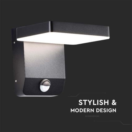 LED ulkoseinävalo anturilla LED/17W/230V IP65 3000K musta