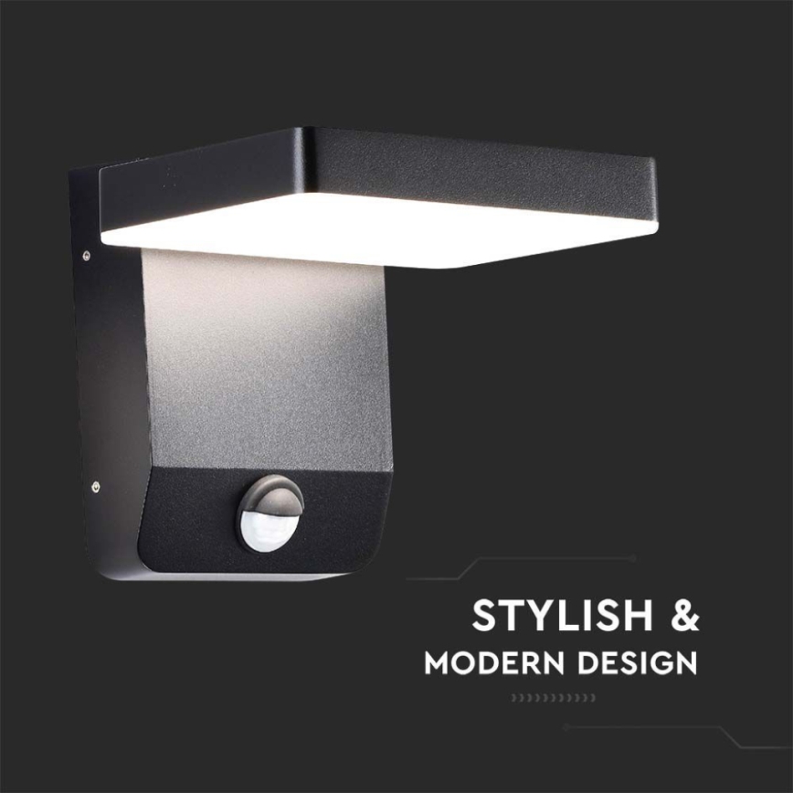 LED ulkoseinävalo anturilla LED/17W/230V IP65 3000K musta