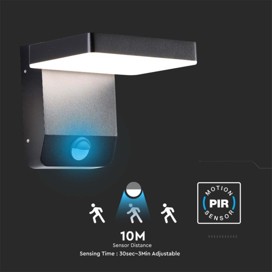 LED ulkoseinävalo anturilla LED/17W/230V IP65 3000K musta