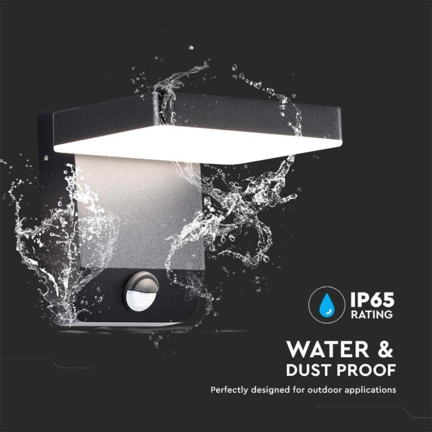 LED ulkoseinävalo anturilla LED/17W/230V IP65 3000K musta