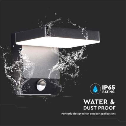 LED ulkoseinävalo anturilla LED/17W/230V IP65 4000K musta