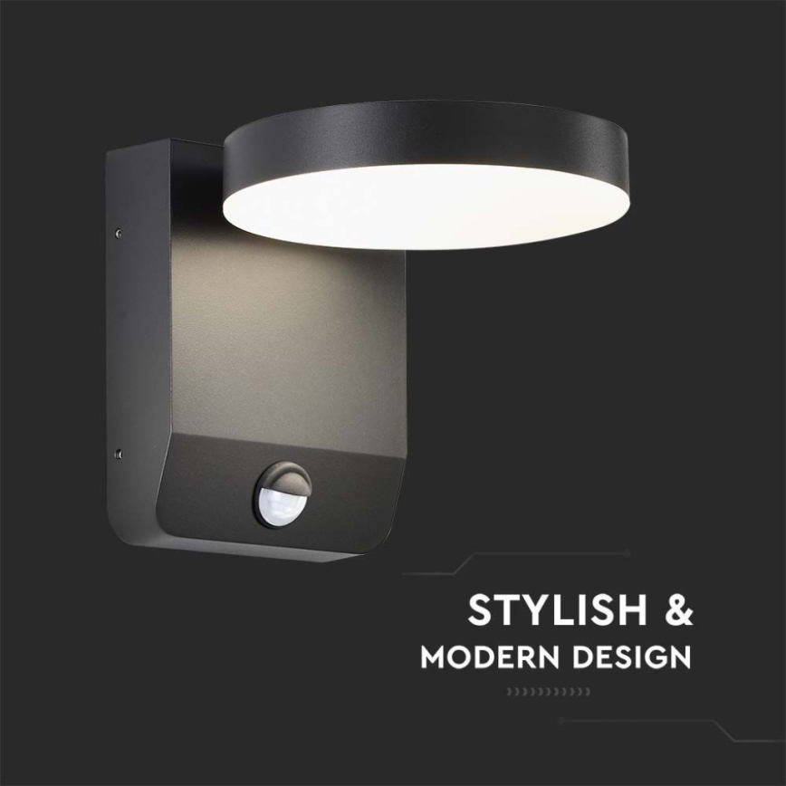 LED joustava ulkoseinävalo anturilla LED/17W/230V IP65 4000K musta