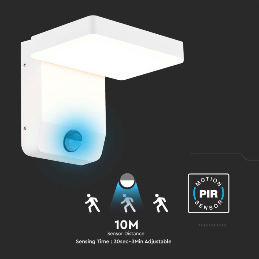 LED ulkoseinävalo anturilla LED/17W/230V IP65 4000K valkoinen