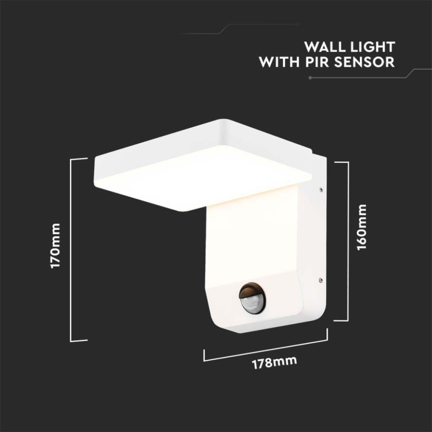 LED ulkoseinävalo anturilla LED/17W/230V IP65 4000K valkoinen