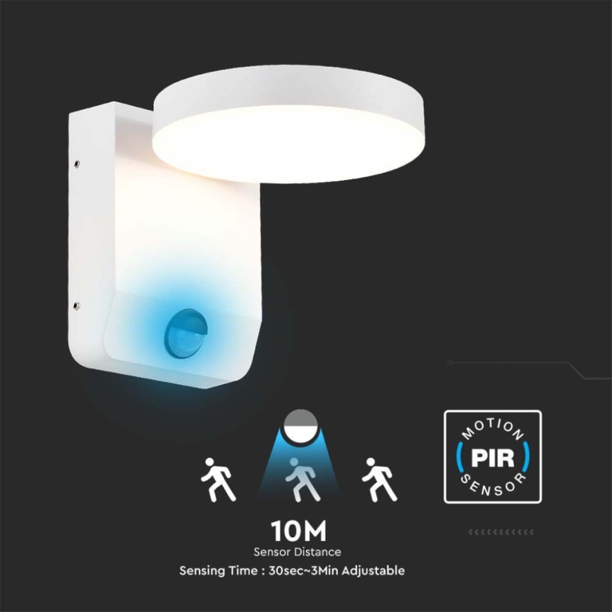 LED joustava ulkoseinävalo anturilla LED/17W/230V IP65 4000K valkoinen