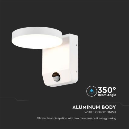 LED joustava ulkoseinävalo anturilla LED/17W/230V IP65 4000K valkoinen