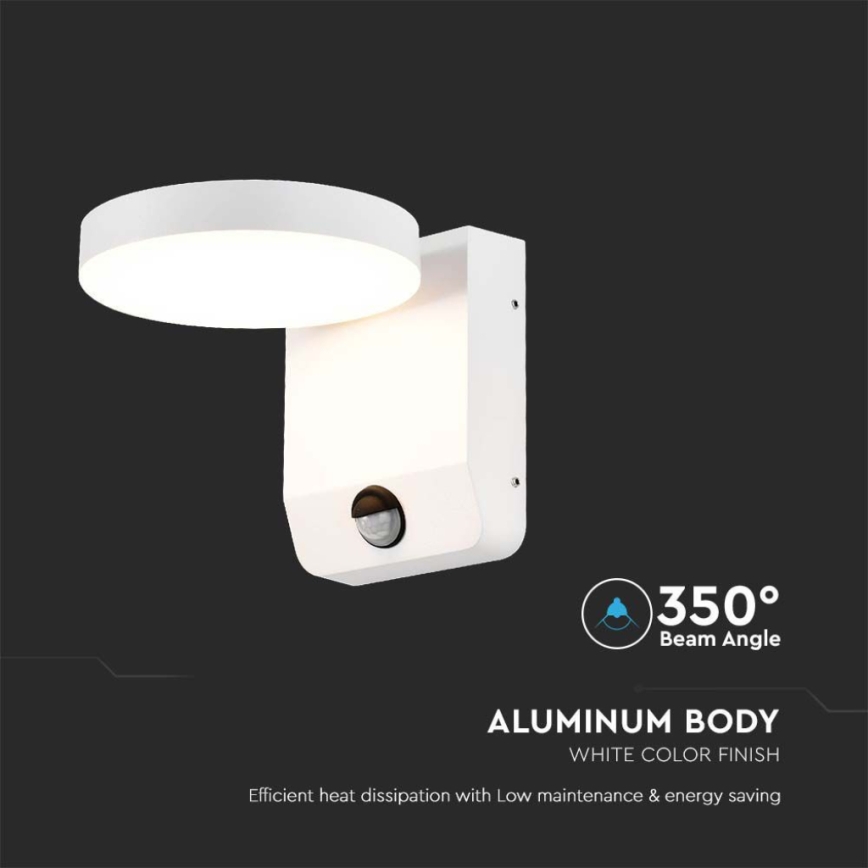LED joustava ulkoseinävalo anturilla LED/17W/230V IP65 4000K valkoinen