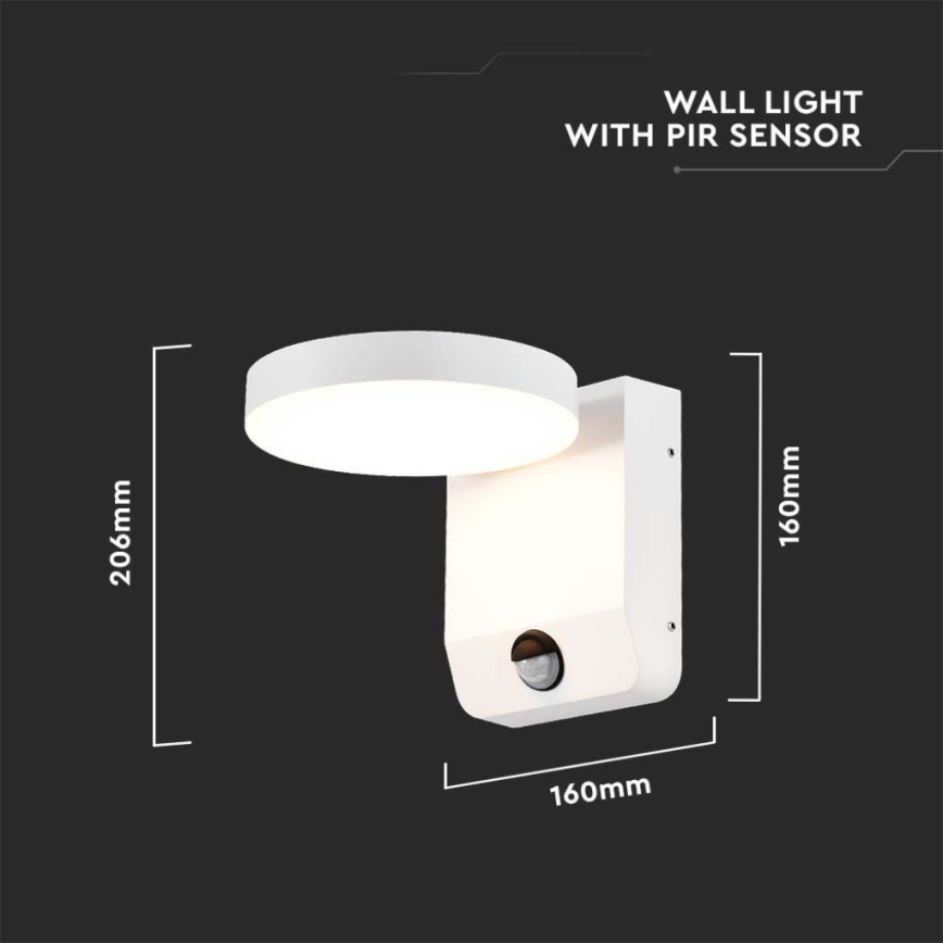 LED joustava ulkoseinävalo anturilla LED/17W/230V IP65 4000K valkoinen