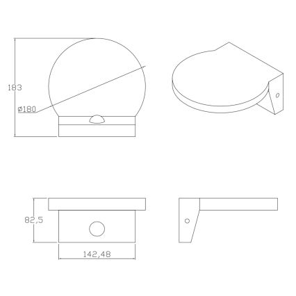 LED Ulkovalo anturilla TESA LED/10W/230V IP54 musta