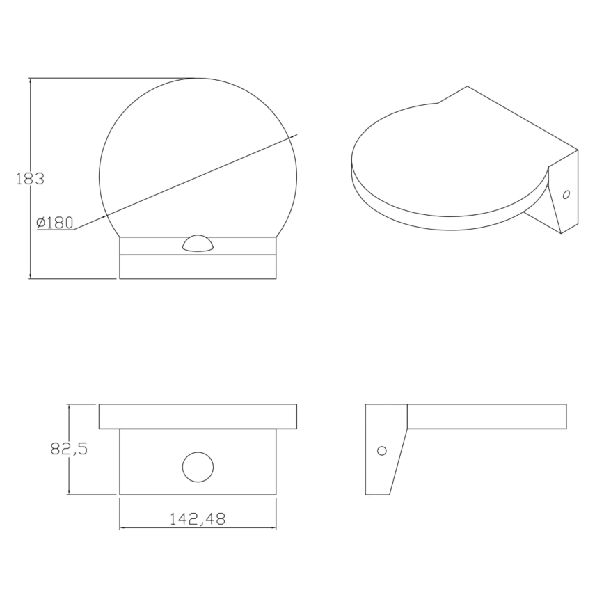 LED Ulkovalo anturilla TESA LED/10W/230V IP54 musta