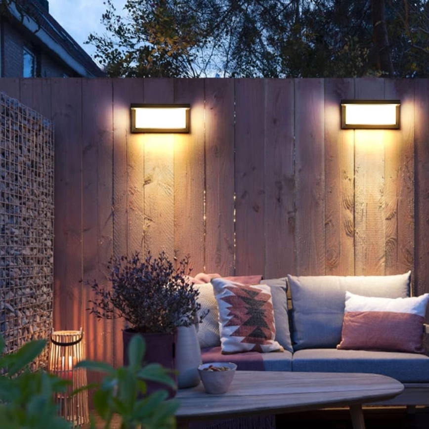 LED-ulkoseinävalaisin kanssa polttimo hämäräanturilla NEELY 1xE27/9W/230V IP54 antrasiitti