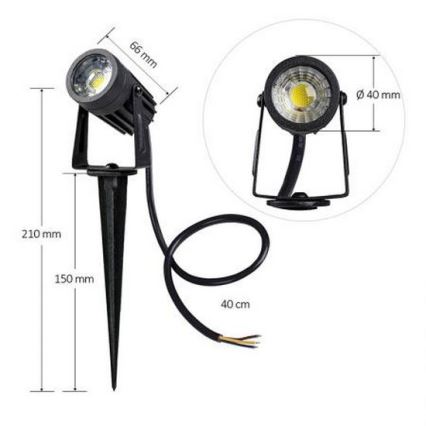LED-ulkovalo LED/3W/230V 4000K IP67 musta