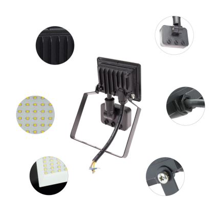 LED-ulkovalonheitin anturilla NOCTIS LUX 3 LED/10W/230V 4000K IP44 musta
