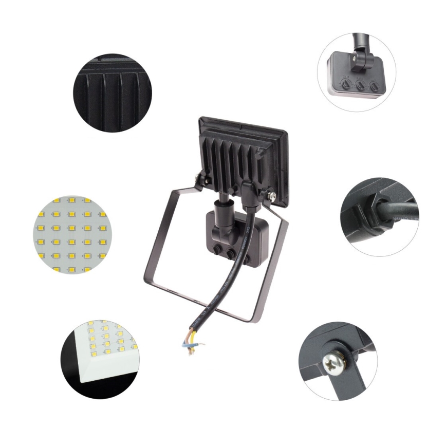 LED-ulkovalonheitin anturilla NOCTIS LUX 3 LED/10W/230V 4000K IP44 musta