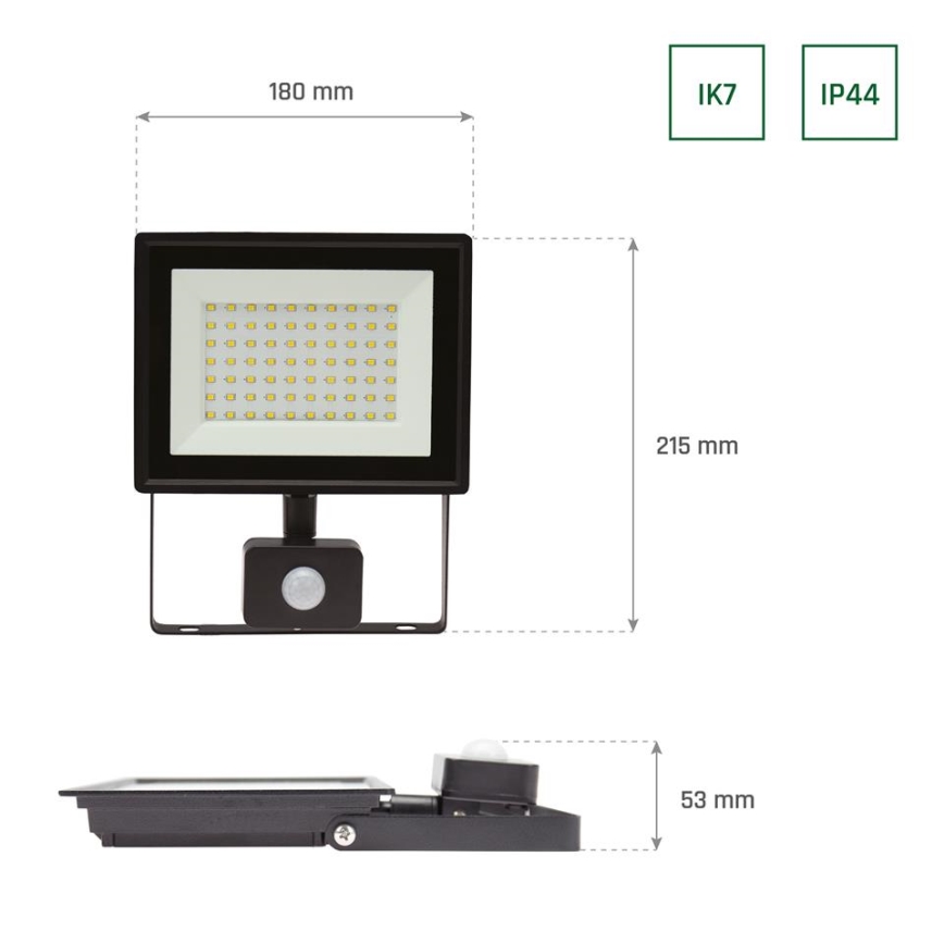 LED ulkovalonheitin anturilla NOCTIS LUX 3 LED/50W/230V 4000K IP44 musta