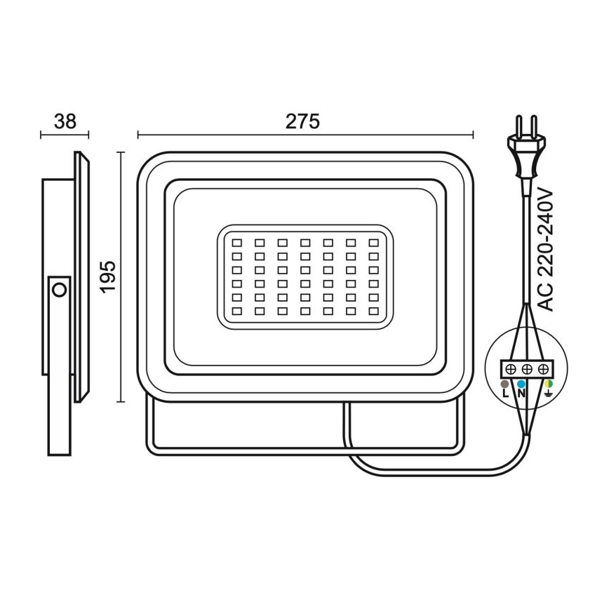 LED-ulkovalonheitin LED/100W/230V 4000K IP65 musta