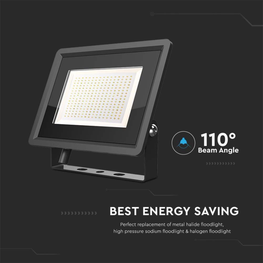 LED-ulkovalonheitin LED/200W/230V 4000K IP65 musta