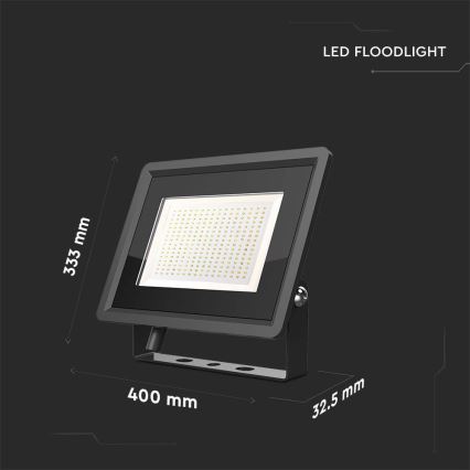 LED-ulkovalonheitin LED/200W/230V 6500K IP65 musta
