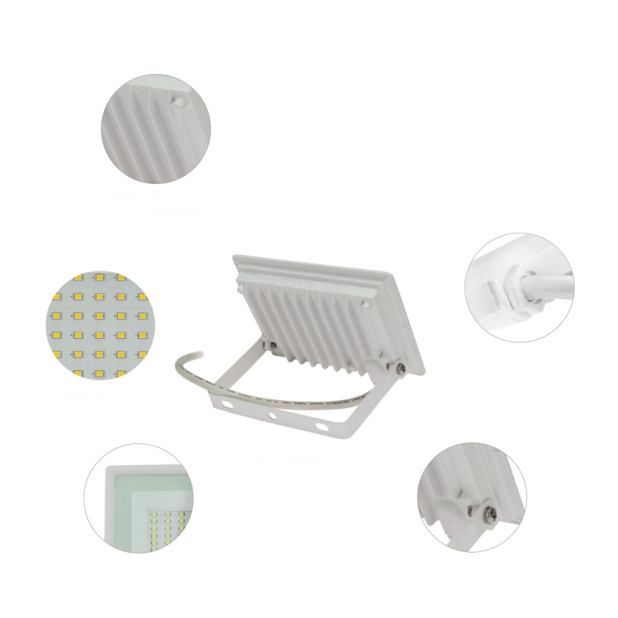 LED-ulkovalonheitin NOCTIS LUX 3 LED/30W/230V 3000K IP65 valkoinen
