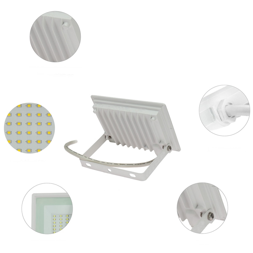 LED-ulkovalonheitin NOCTIS LUX 3 LED/30W/230V 4000K IP65 valkoinen