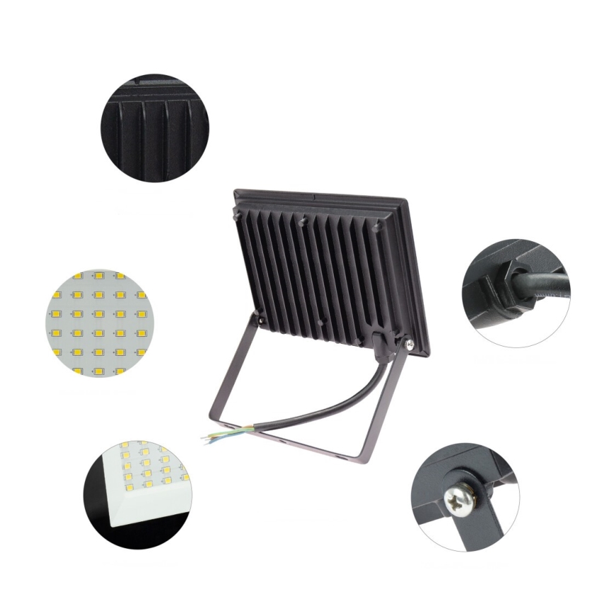 LED-ulkovalonheitin NOCTIS LUX 3 LED/50W/230V 6000K IP65 musta