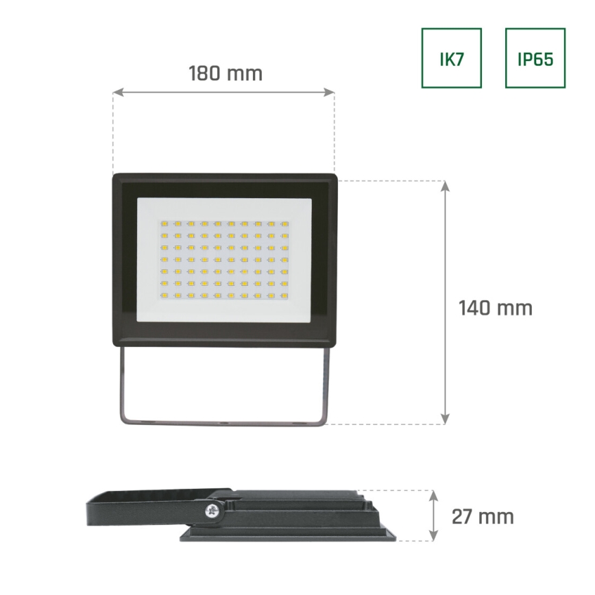 LED-ulkovalonheitin NOCTIS LUX 3 LED/50W/230V 6000K IP65 musta